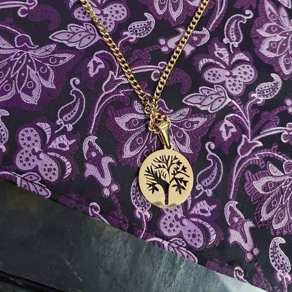18K Gold Plated Tree Of Life Pendant and 18K Gold Plated Miami Cuban Link - Picture 8 of 13